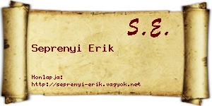 Seprenyi Erik névjegykártya
